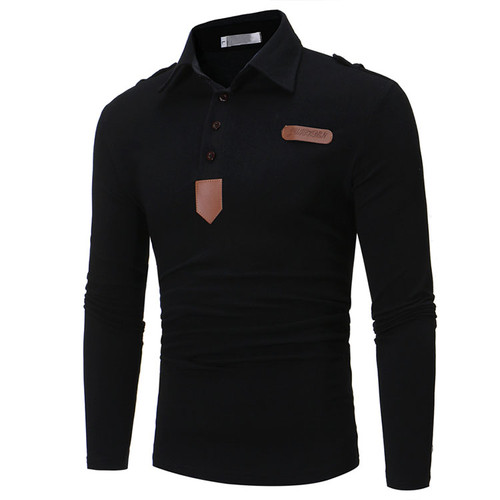 Men's Polo Shirt Long Sleeve Contrast Shirt New Streetwear Casual Slim Fit tops