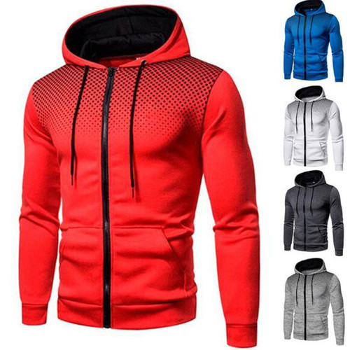 Fashion Zipper Men Hoodies Casual Long Sleeve Fleece Warm Men Hooded Sweatshirt