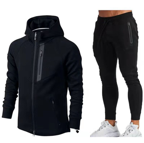 New Men's Sports Suit Zipper Cardigan Hooded Sweater Trousers Two-piece Set