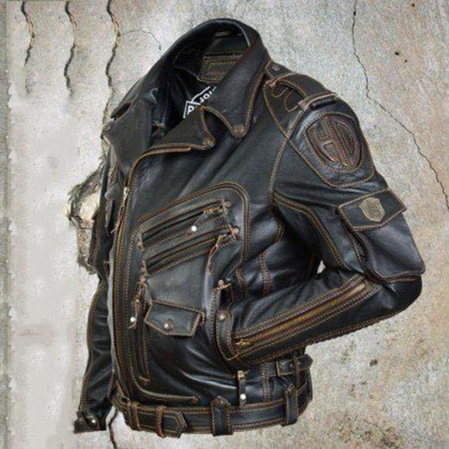 DAMOCHIC Custom Plus Size Men's Long Sleeve Zipper Motorcycle Leather Jackets