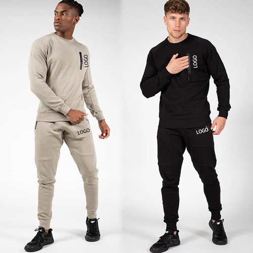 Casual Custom Logo Two piece Set Cotton Sweatsuit Jogging Men's Tracksuit