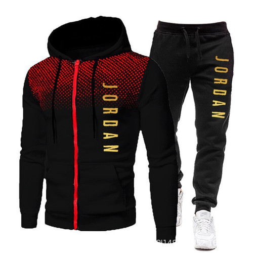 Custom Men's Tracksuits Zip Up Thin Fleece Jacket Hoodies and Sweat Pants Set