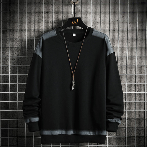 ANSZKTN New Round Neck Loose Long Sleeve T-shirt For Men on Clothes Pocket