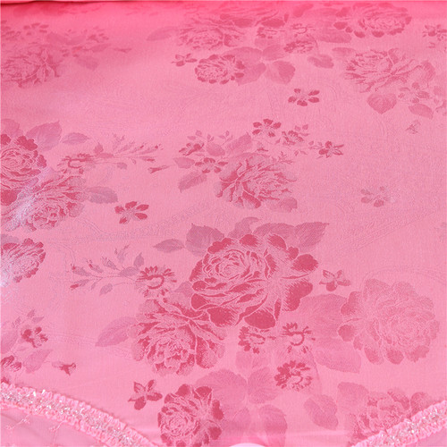 Embroid Cotton Multi Layers Ruffles Lace Princess Pink Red Wedding Bedding Set