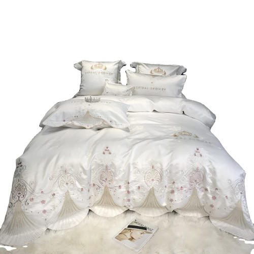 American Style Cotton Embroidered Jacquard Lace Princess Luxury Duvet Cover Set