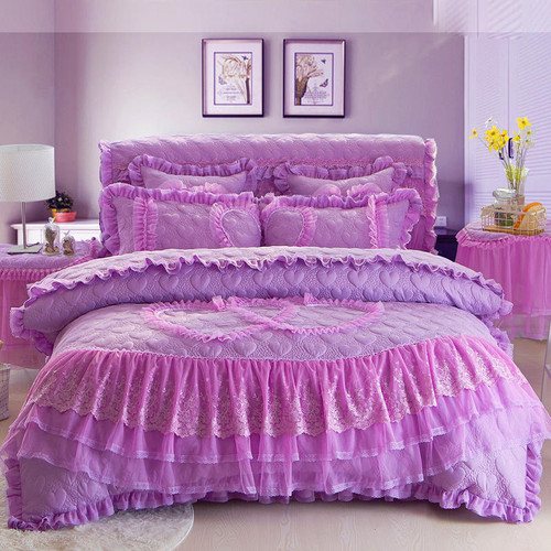 American Style 3D Printed Embroid Nature Lace Princess Bed Spreads