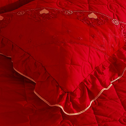 Wedding Red Luxury Organic Cotton Nature Embroid Bamboo Quilt Cover Bed Set