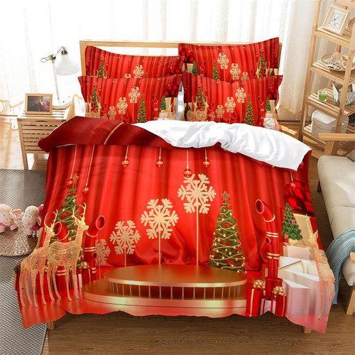 Christmas Bedding 100% Polyester Duvet Cover Bed 3D Printed Santa Claus Kid Sets
