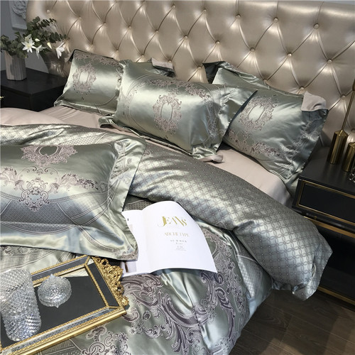 Luxury 100s Brocade Jacquard Quilt Cover Fit Sheet Cotton Four Piece Bedding Set Luxury 100s Brocade Jacquard Quilt Cover Fit Sheet Cotton Four Piece Bedding Set