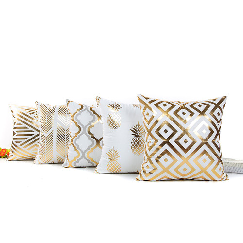 Home Decorative-Throw Pillow Covers Gold Foil Geometric Square Cushion Covers Home Decorative-Throw Pillow Covers Gold Foil Geometric Square Cushion Covers