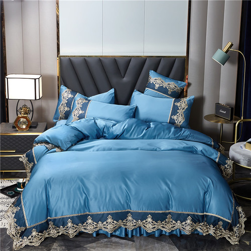 Comforter Skirt Wedding Hotel Silk Bed Sheet Luxury Bedding Set