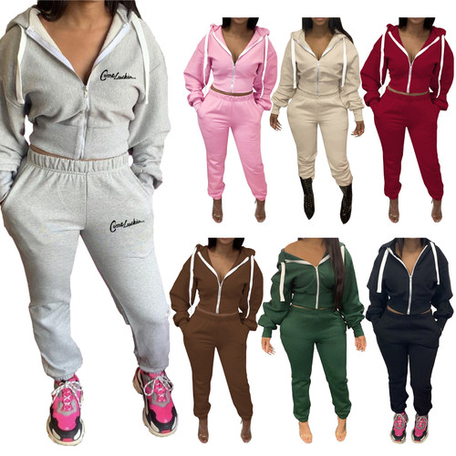 Women's Clothing Custom Logo Sweatpants 2-Piece Tracksuit Joggers Suits Set