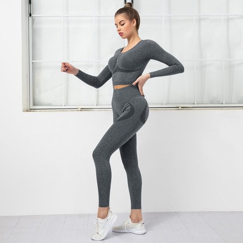 High Waisted Tight Seamless Yoga Set Pants Workout Fitness Training Sports Sets