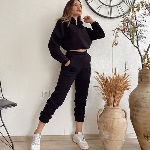 Hot Women's Polyester Cotton Jogging Set Tracksuit Sweatshirt and Sweatpants