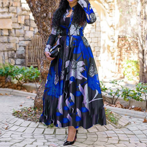 Women's Clothes Long Sleeve Printing Plus Size Women's Elegant Casual Dresses