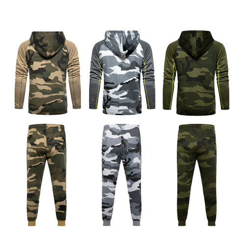 Custom Men's Clothing Camouflage Sports Gym Hoodies & Sweatshirts Suit Set