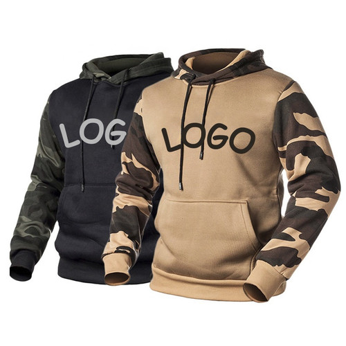 Men's Streetwear Polyester Camouflage Custom Embroidery Logo Hoodies