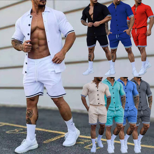 Custom Logo Plus Size Tracksuit Men's Clothing 2-Piece Shirt And Short Sets