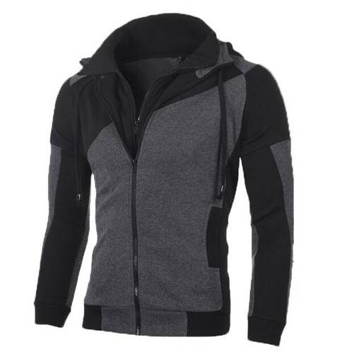 Men's Hoodies Patchwork Sweatshirt Male Fashion Hip Hop Streetwear Zipper Hoodie