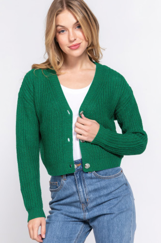 Long SLV V-Neck Sweater Cardigan -44626