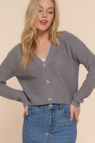 Long SLV V-Neck Sweater Cardigan  -44627
