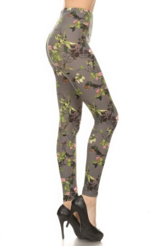 Floral Printed High Waisted Leggings With An Elastic Waist-43886