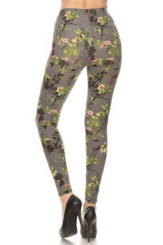 Floral Printed High Waisted Leggings With An Elastic Waist-43886