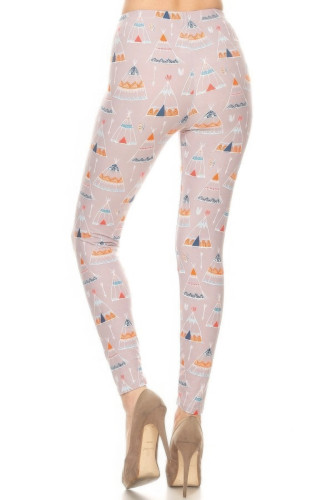Teepee Print, High Rise, Fitted Leggings, With An Elastic Waistband-43889