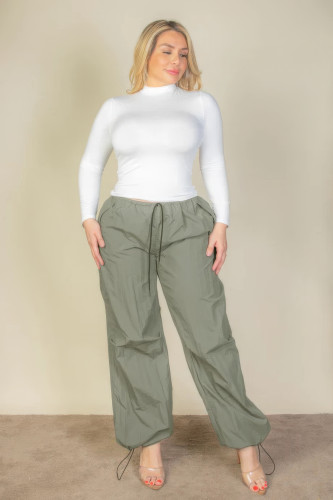 Plus Size Drawstring Waist Parachute Pants-43917 Plus Size Drawstring Waist Parachute Pants-43917