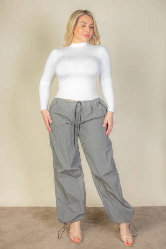 Plus Size Drawstring Waist Parachute Pants-43918