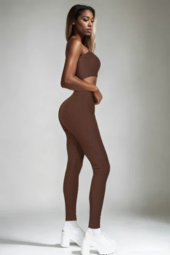 Ribbed Tube Top & Leggings Set-44041