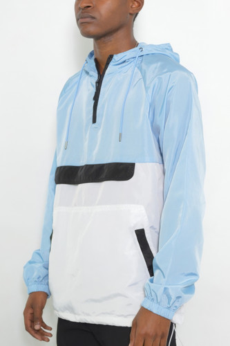 Color Block Anorak Jacket Pullover Windbreaker-44098