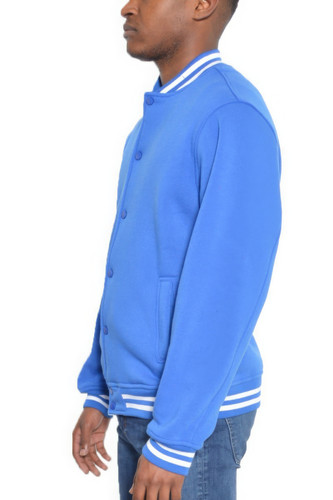 Mens Fleece Snap Button Varsity Jacket-44105