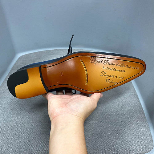 High Quality Dress Shoes Blue-Red Color-Block Genuine Cowhide Leather For Men