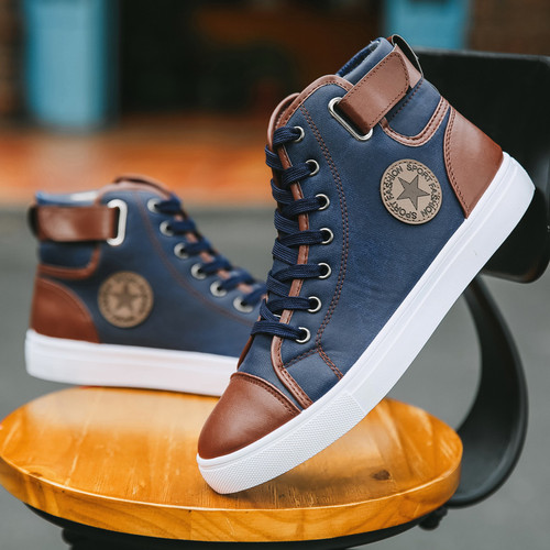 Cool Style Boots Men's Canvas Trendy Casual Sport Shoes Leather Sneakers