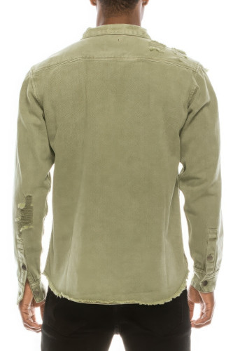 Men's Ripped Denim Overshirt  -44686 Men's Ripped Denim Overshirt  -44686