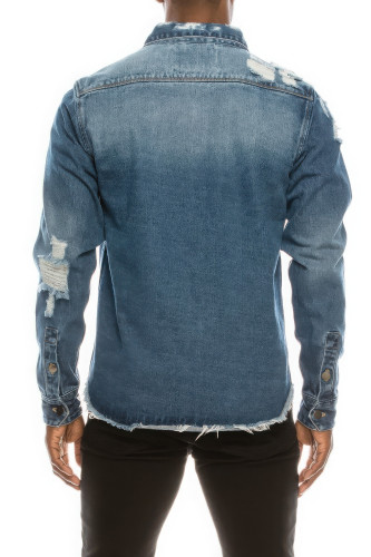 Men's Ripped Denim Overshirt  -44687 Men's Ripped Denim Overshirt  -44687