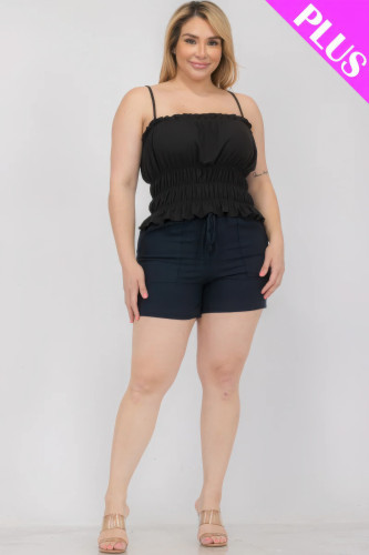 Plus Size Tiered Shirred Body Crop Top-44703
