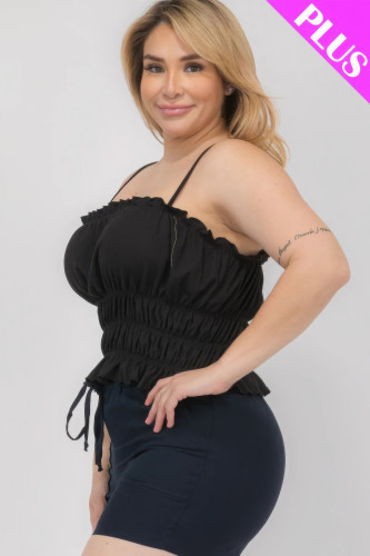 Plus Size Tiered Shirred Body Crop Top-44703