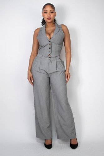 High-rise Stripe Wide Leg Pants-44836