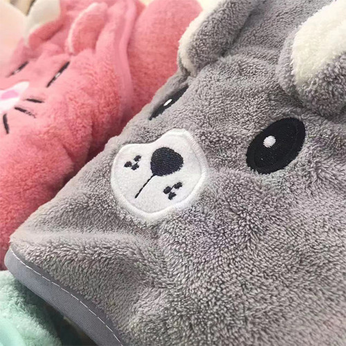 New Cartoon Animal Kids Soft Absorbing Coral Fleece Baby Hooded Bath Wrap Towel