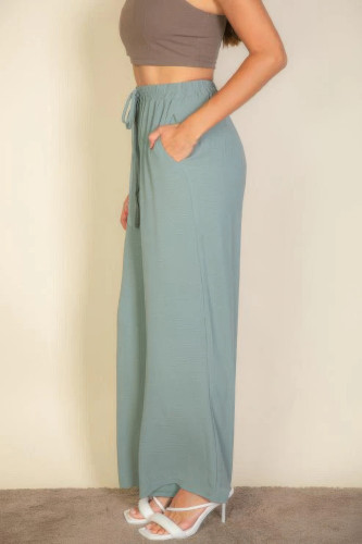 Drawstring Waist Wide Leg Minimalist Pants-44900