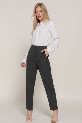 High Waist Pintuck Detail Long Pants     -44943