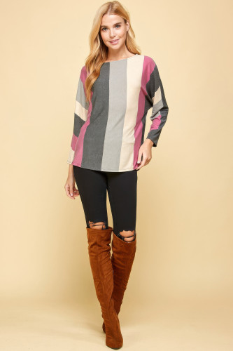 Striped Dolman Sleeves Top       -44987