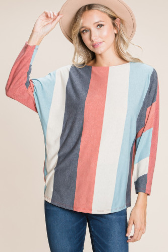 Striped Dolman Sleeves Top       -44988