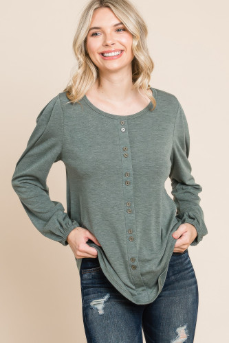 Solid Tr Spandex Long Sleeve Top       -44991
