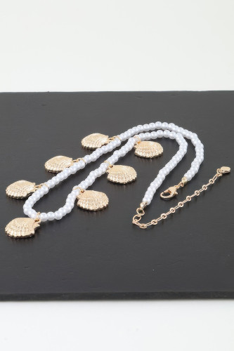 Clamshell Charm Pearl Necklace-46342