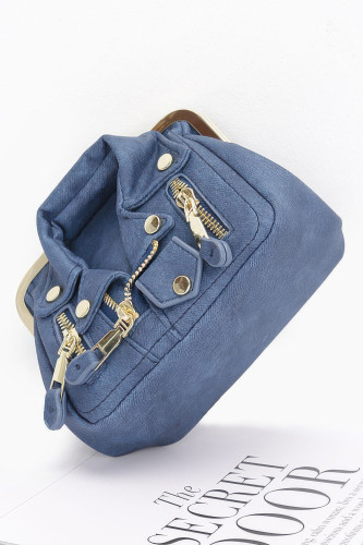 Faux Denim Leather Jacket Style Crossbody Bag-46906