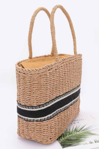 Faux Straw Tote Bag-47098