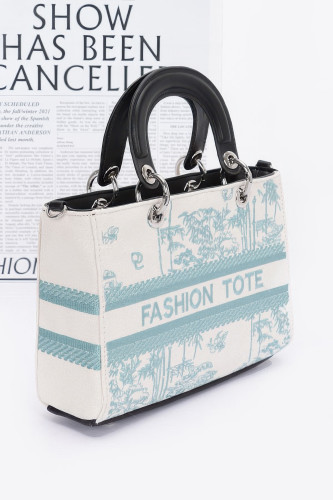 Embroidery Faux Leather Tote Bag-47126